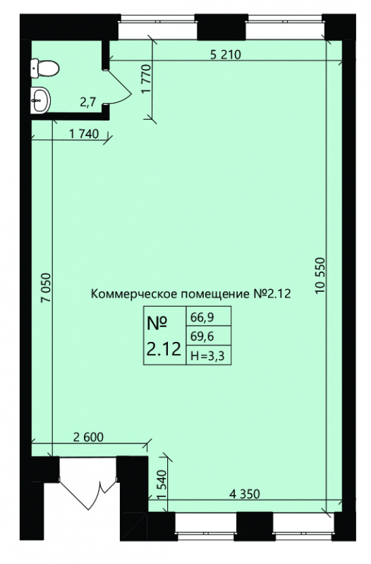 ЖК "Новая история", ЖК "Новая история" пл. № 2/1, пом. 2.12